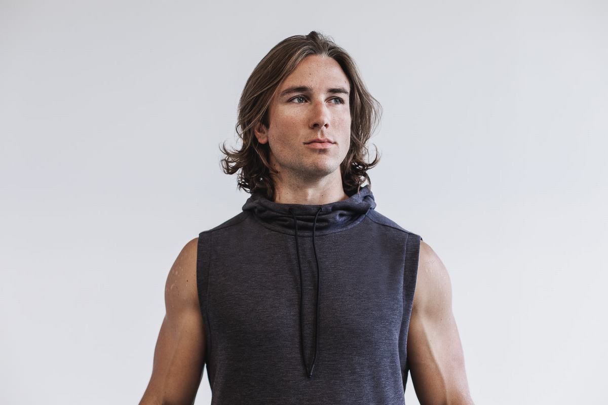 Nobull Microplush Sleeveless Men's Hoodie Deep Grey | Australia (WE4309)